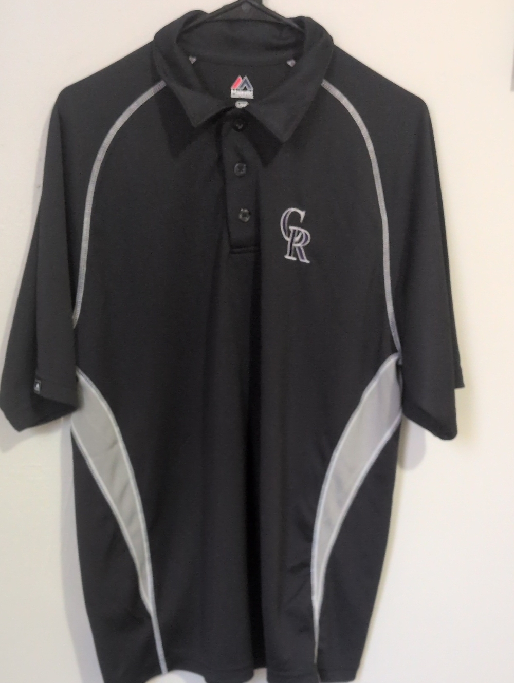 Majestic Black and Gray Colorado Rockies Polo